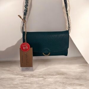 Elegant Ampere Creations Teal Vegan Leather Crossbody Bag